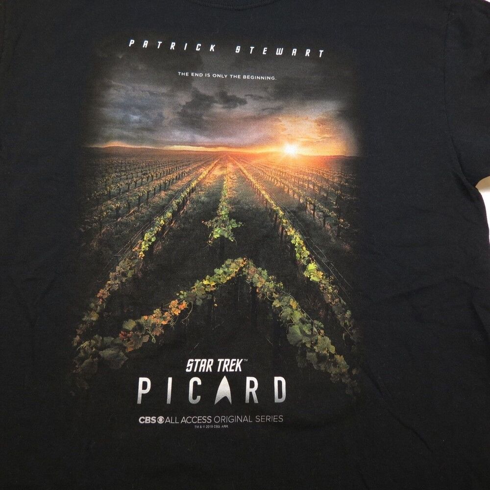 Rare Patrick Stewart STAR TREK PICARD SCI FI TV MOVIE POSTER TEE T SHIRT Mens L